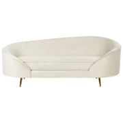 Divano velluto beige glamour curvo in stile retrò a 2 posti con gambe metallo dorato