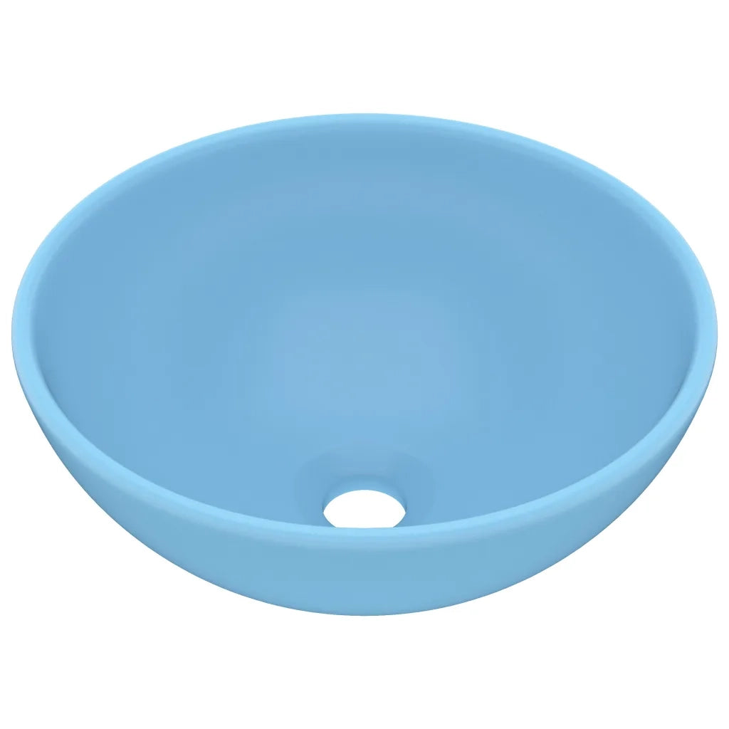 Lavandino Lusso Rotondo Azzurro Opaco 32,5x14 cm in Ceramica 146967