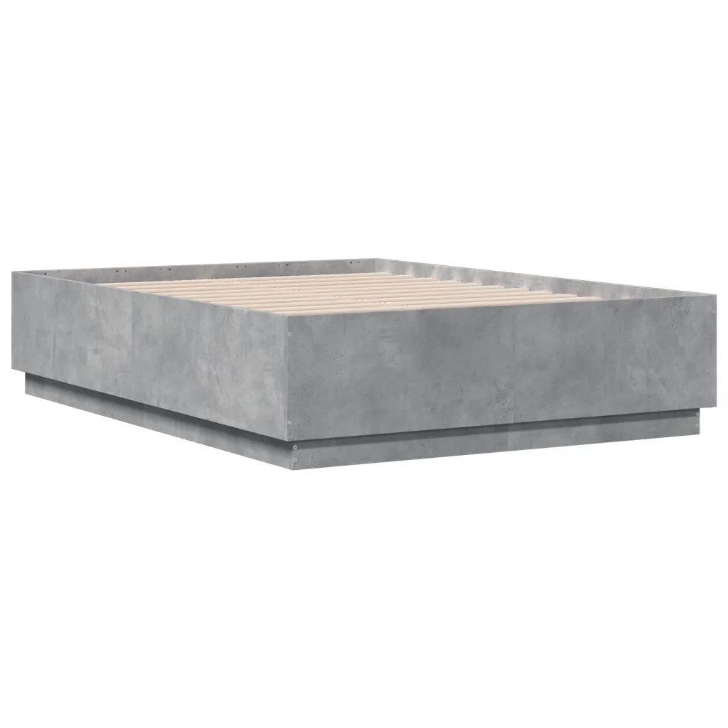Letto matrimoniale | Letto per adulti | Giroletto Grigio Cemento 135x190 cm in Legno Multistrato