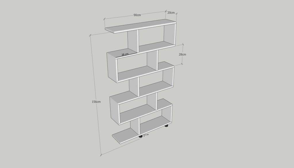Libreria in legno "Elif" 90 x 20 x 156 cm - Bianco