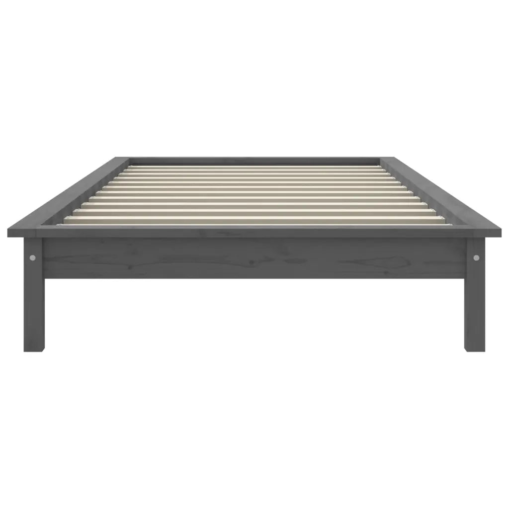 Giroletto-Struttura Letto Grigio 90x190 cm Single in Legno Massello di Pino