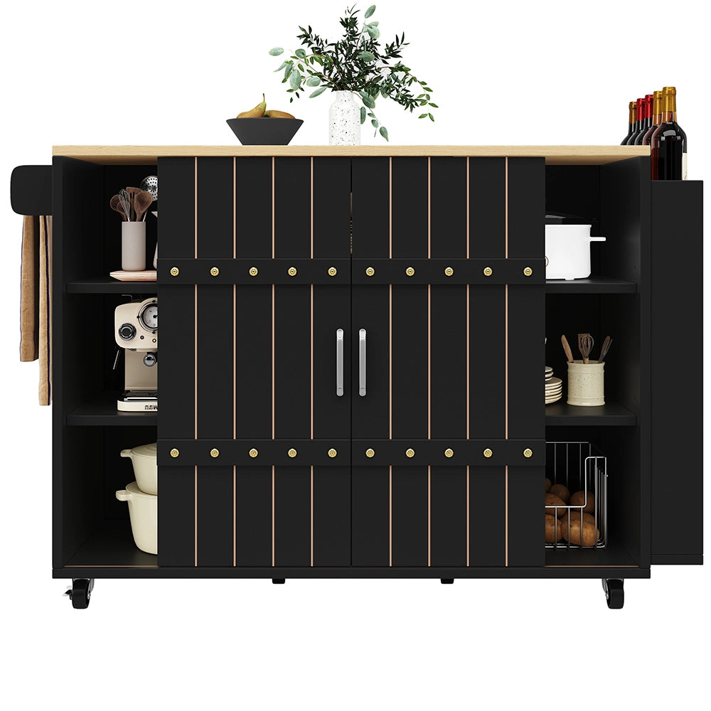 Isola cucina - Xylo - porte scorrevoli porta-spezie nero
