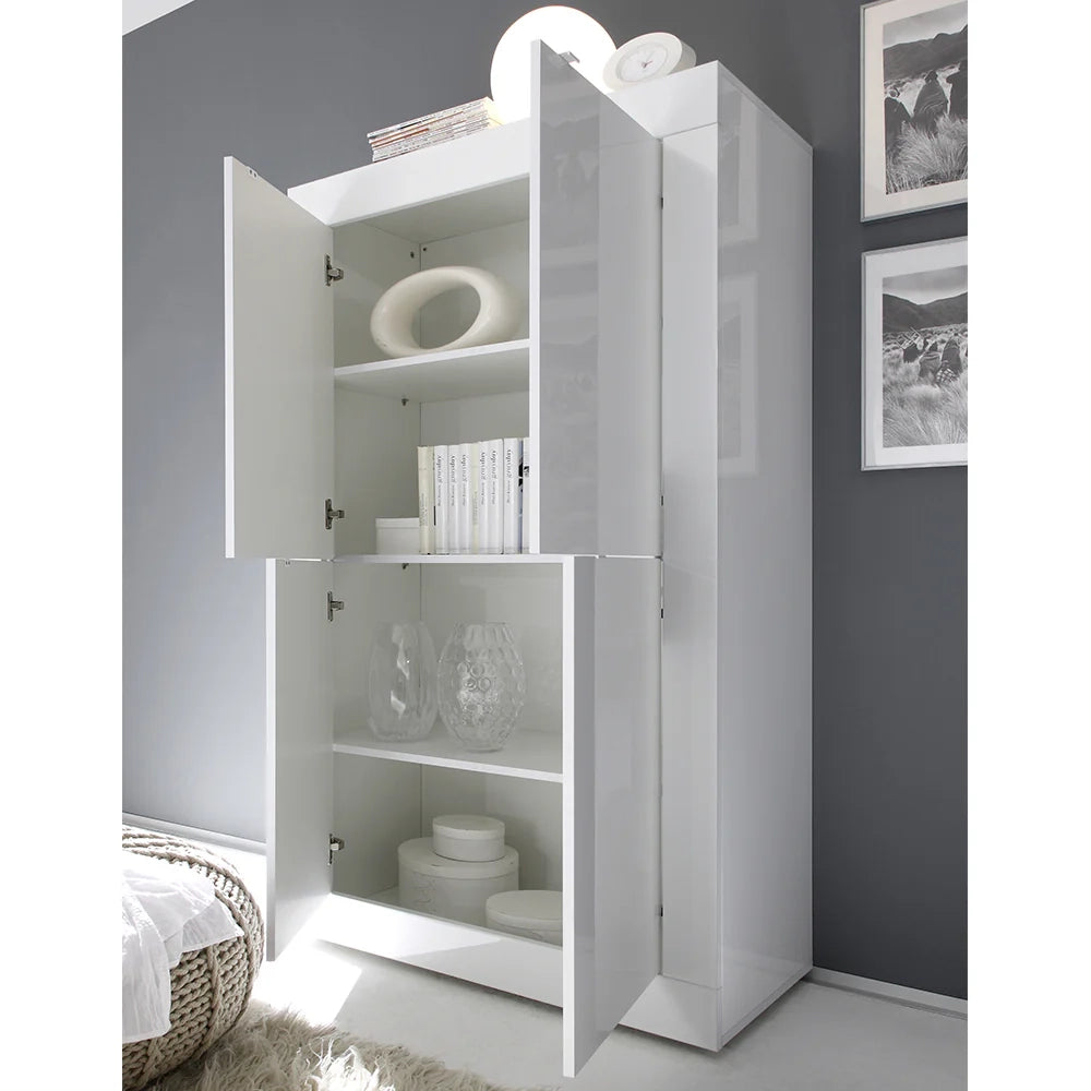 Mobile Contenitore a 4 ante Linea BASIC L 102 x H 162 x P 43, realizzato in legno 100% MADE IN ITALY, design moderno per cucina, sala da pranzo, soggiorno
