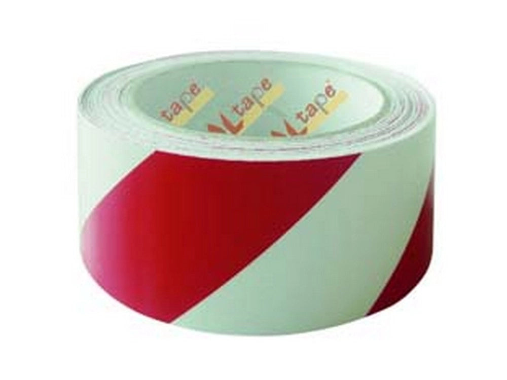 6pz nastro segnaletico adesivo in pvc bianco/rosso - mm.50h. rotoli da mt.33 cod:ferx.fer228787