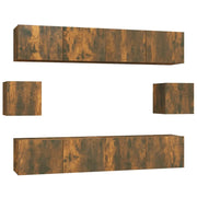 Set di mobili mobile credenza TV televisione soggiorno camera da letto soggiorno 6 pezzi rovere affumicato truciolato marrone 02_0025107