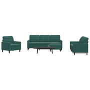 Set di Divani 4 pz con Cuscini Verde scuro in Velluto