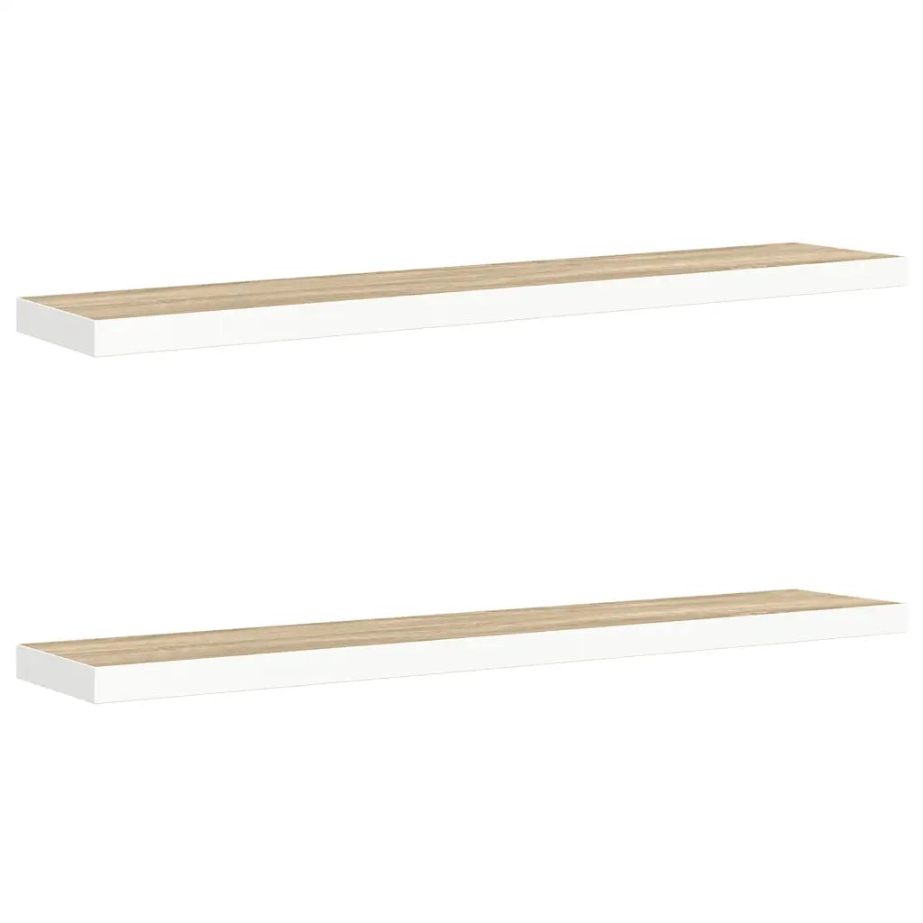 Scaffali a Parete 2 pz Rovere e Bianco 120x23,5x3,8 cm in MDF 326586