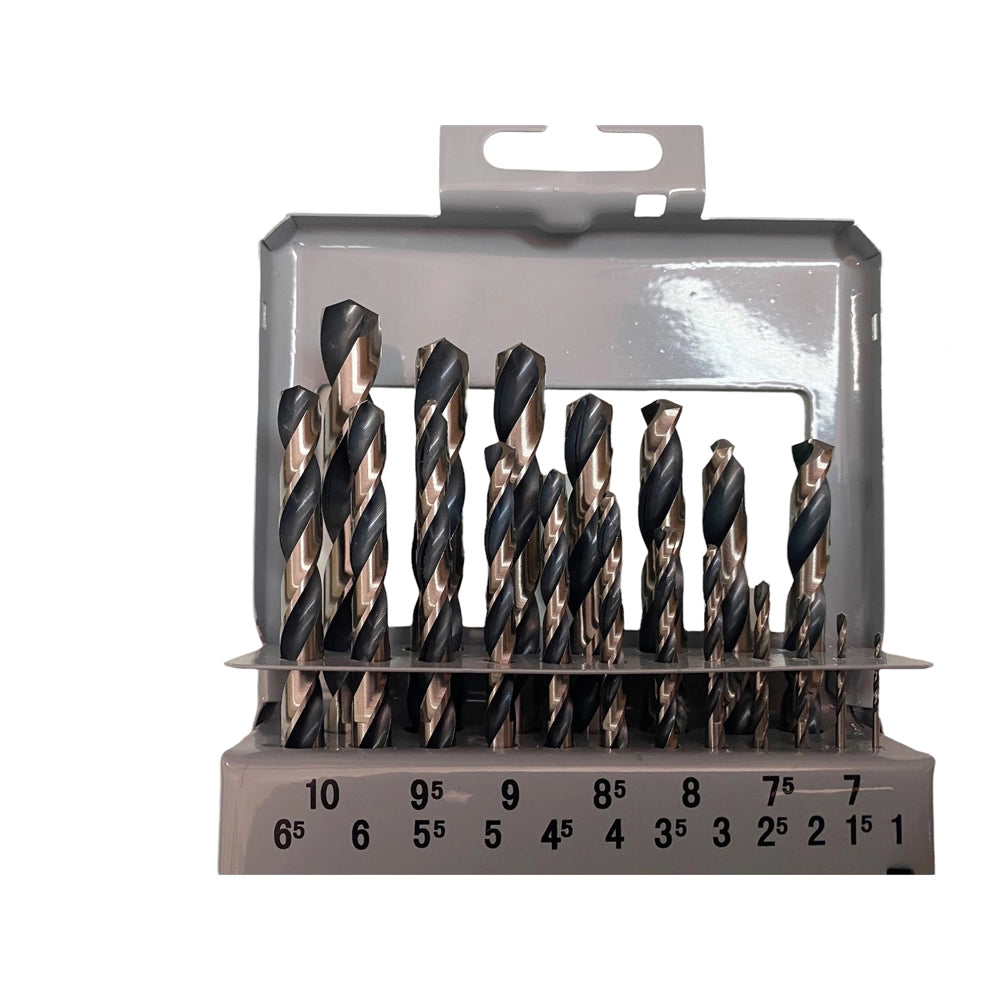 SET PUNTE 19pz TRAPANO HSS ELICOIDALI FRESATE BOX METALLO 1-10mm DIN338 INECO