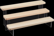Display elevatori trasparenti a tre strati per venditori di figurine, cupcake e profumi - supporti in legno per dolci - display decorativi - bianco Navajo