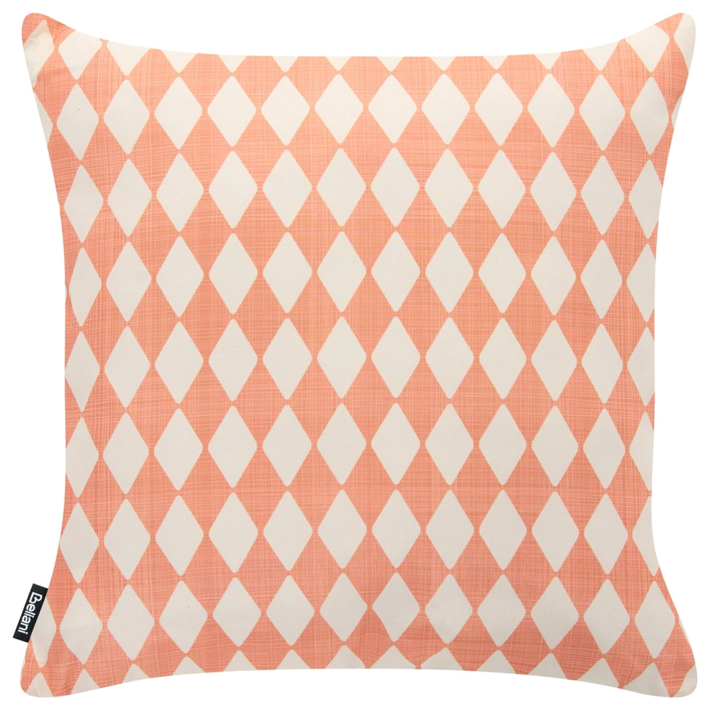 Set di 2 Cuscini Decorativi da Esterno 45 x 45 cm  Rosso Chiaro in Poliestere per Giardino con Motivo a Quadri Design Retrò