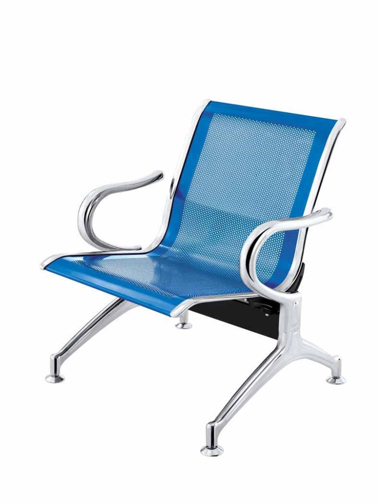 Panca per sala attesa ufficio studio in acciaio a 1 posto - colore blu