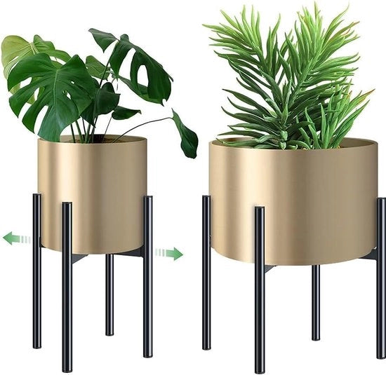 Supporto per piante, nero, per interni, metallo, regolabile, per vaso di 21-30 cm (non incluso), rampa di fiori facile da installare, confezione da 1 pezzo