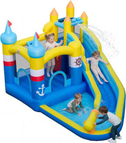 Castello Gonfiabile per Bambini, Casa Gonfiabile con Piscina Splash, Cannone d'Acqua, Area di Rimbalzo, Scivolo Lungo, Parete d'Arrampicata, per Bambini 3-12 Anni (Senza Soffiatore)