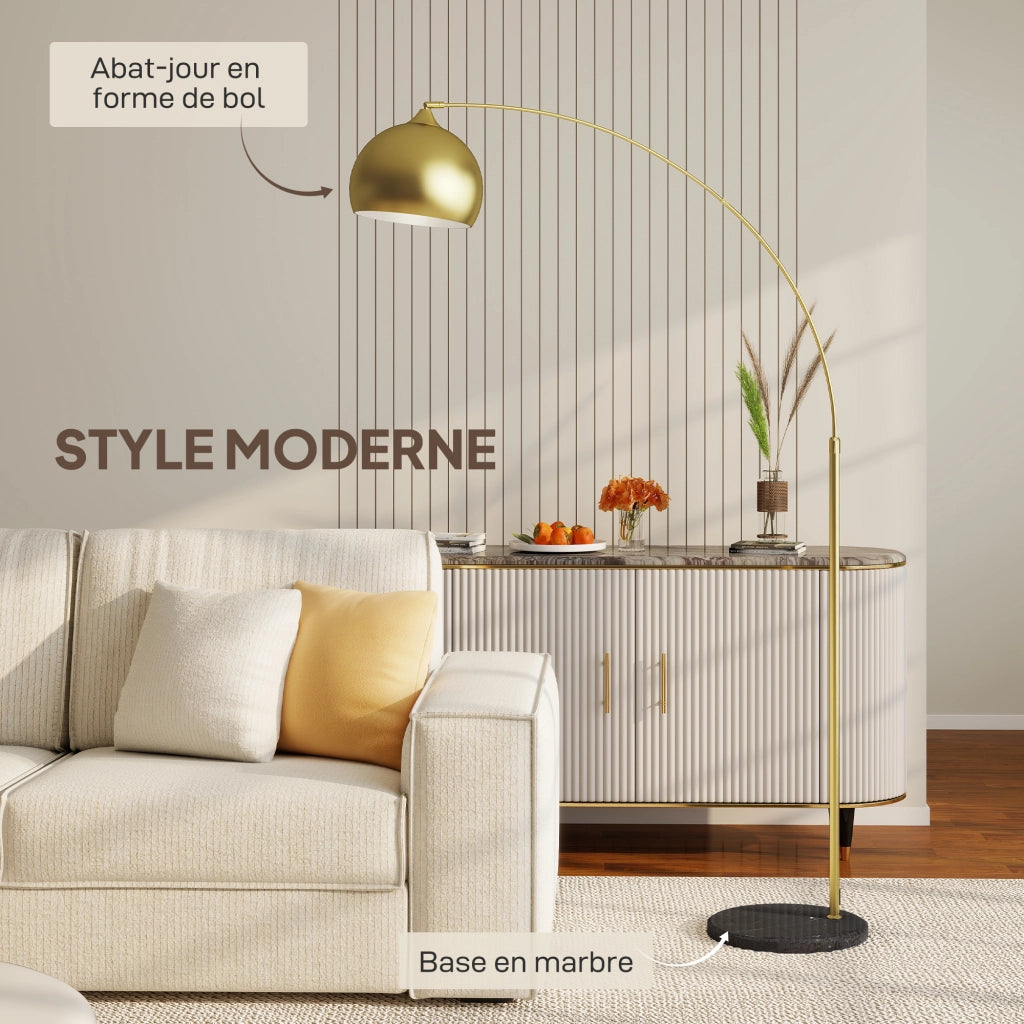 Lampada da Terra Arco ¨C Zephmum ¨C Dorato 40W E27 100-115x30x170-180 cm