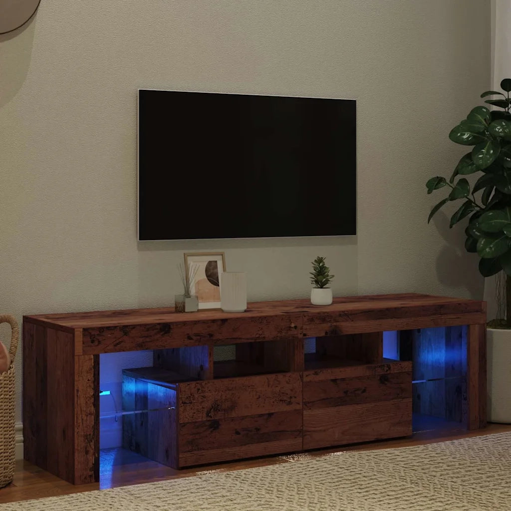 Mobile Porta TV con LED Legno Antico 140x36,5x40 cm Multistrato