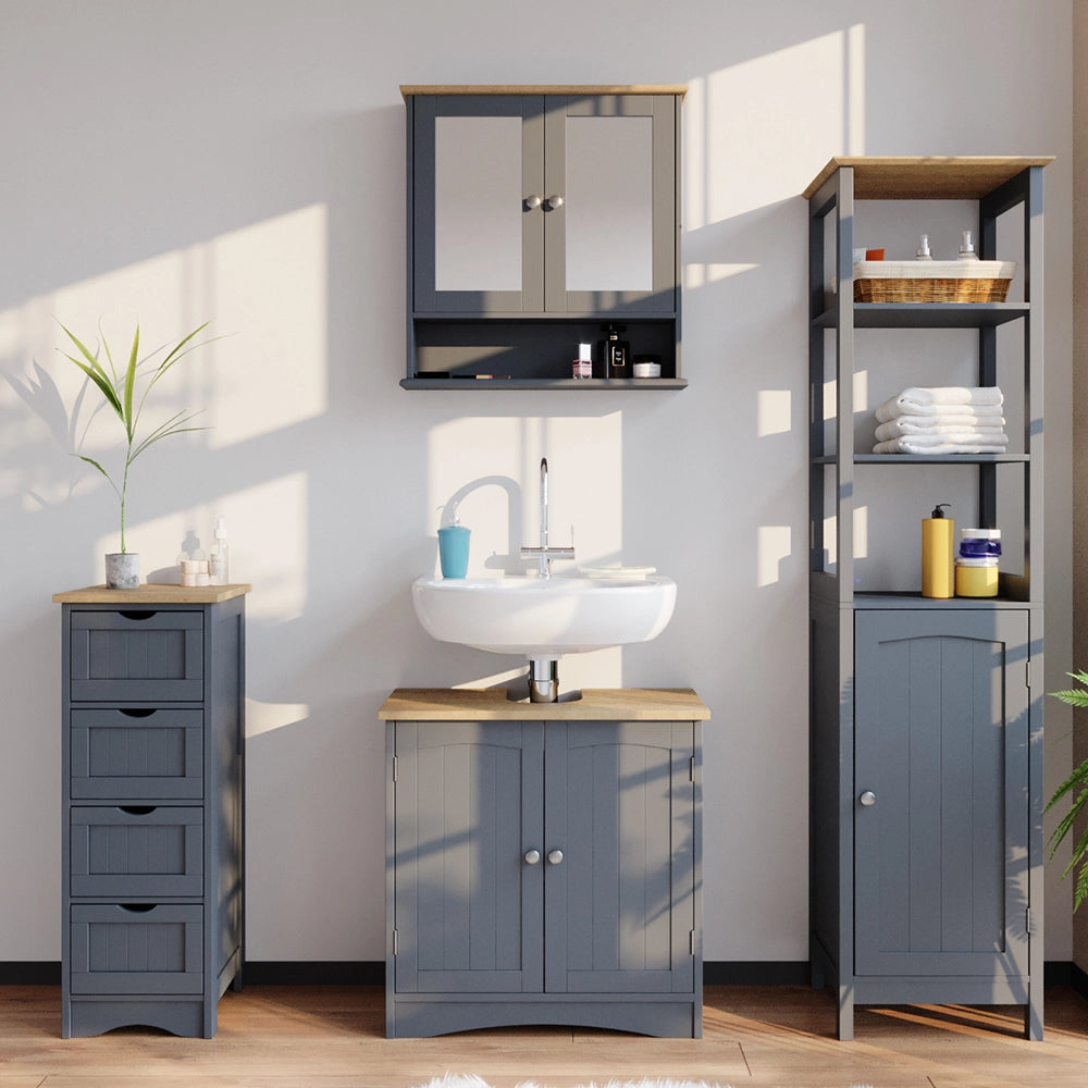 Vicco Set mobili bagno Grigio 4 parti