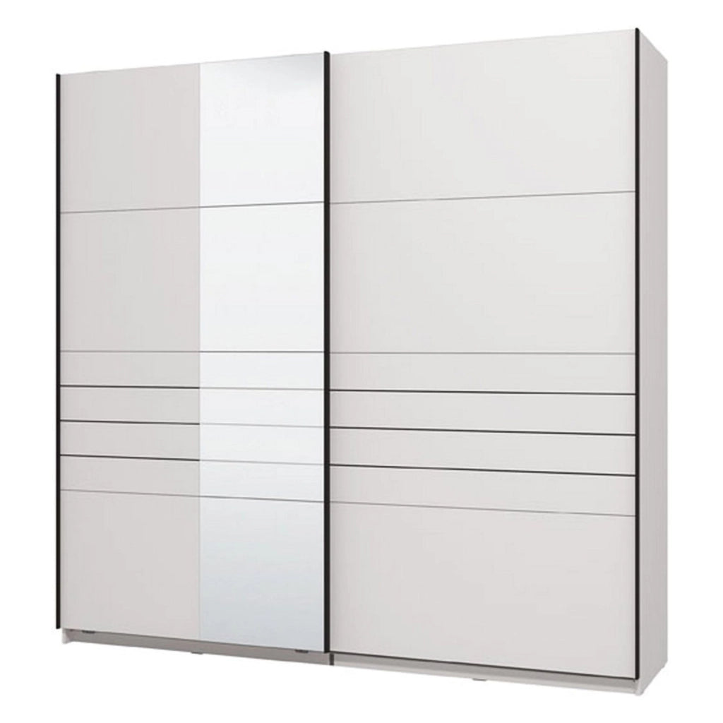 Armadio Camera da Letto Spartano, Guardaroba Grande Appendiabiti, 220x217.5h cm Bianco Opaco