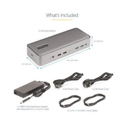 Startech.com kvm docking station usb-c per due laptop, docking station displayport a doppio monitor 4k 60 hz, hub usb a 5 porte, gbe, dock kvm con alimentazione a 90w/45w per due laptop, windows/mac - 129UE-USBC-KVM-DOCK