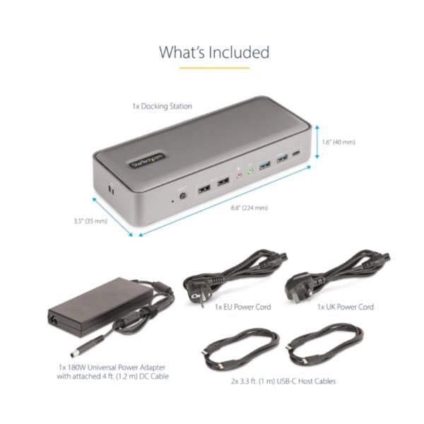 Startech.com kvm docking station usb-c per due laptop, docking station displayport a doppio monitor 4k 60 hz, hub usb a 5 porte, gbe, dock kvm con alimentazione a 90w/45w per due laptop, windows/mac - 129UE-USBC-KVM-DOCK
