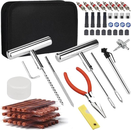 Kit di Riparazione delle Gomme - Set di Riparazione delle Puncture Universale da 70 pezzi per Auto, Camion e Motocicli