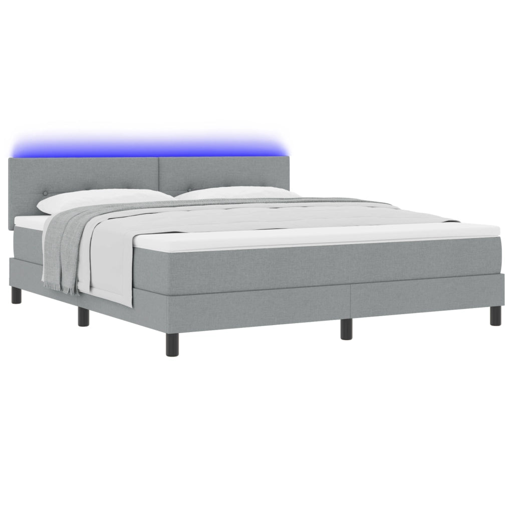 Letto con Box Spring di con Materasso e LED Grigio Chiaro 180x200 cm Tessuto