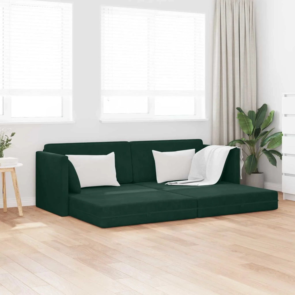 Divano-letto | Sof¨¤ letto | Letto singolo da pavimento Verde Scuro 213 x 70 x 77 cm Velluto