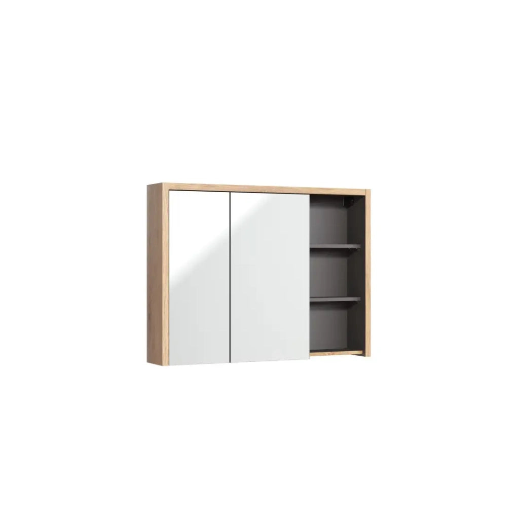 Mobile contenitore MATT 100 cm – Rovere chiaro e grigio antracite – 2 porte a specchio