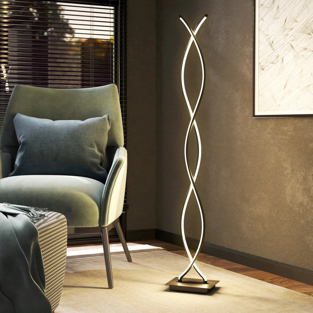 Lampada da terra per soggiorno con 3 livelli di luminosit¨¤ ¨C zephmum ¨C nero