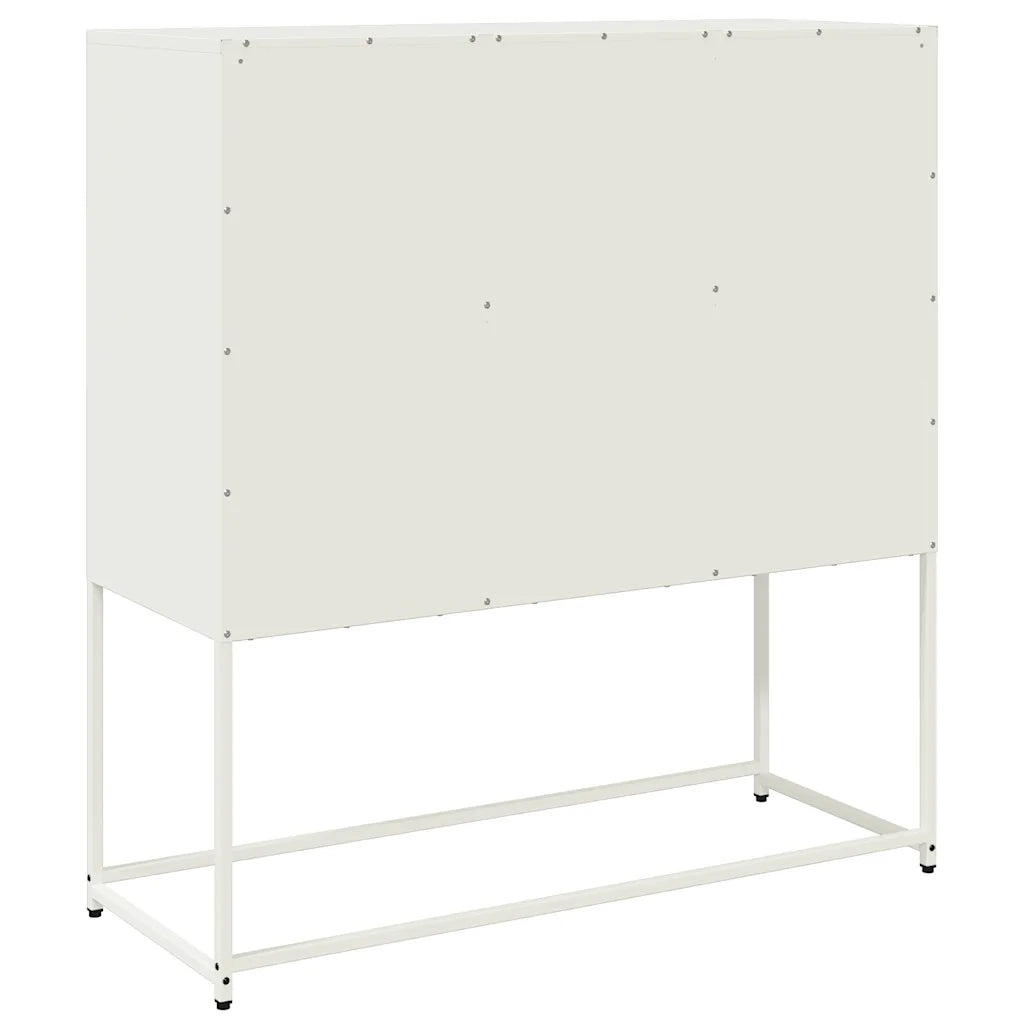 Credenza Bianca 100,5x39x107 cm in Acciaio Laminato a Freddo 853421