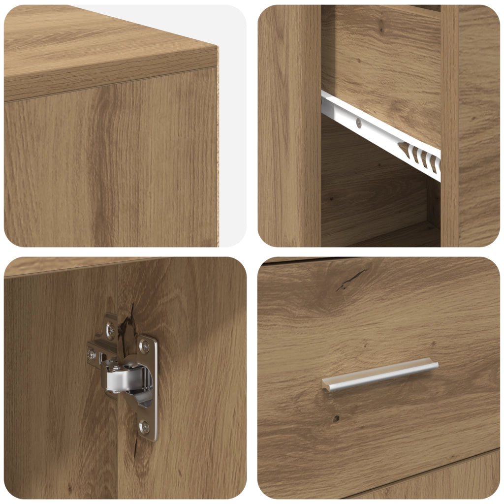 Scrivania Angolare in Rovere Artigianale 102x88x75 cm in Legno Ingegnerizzato