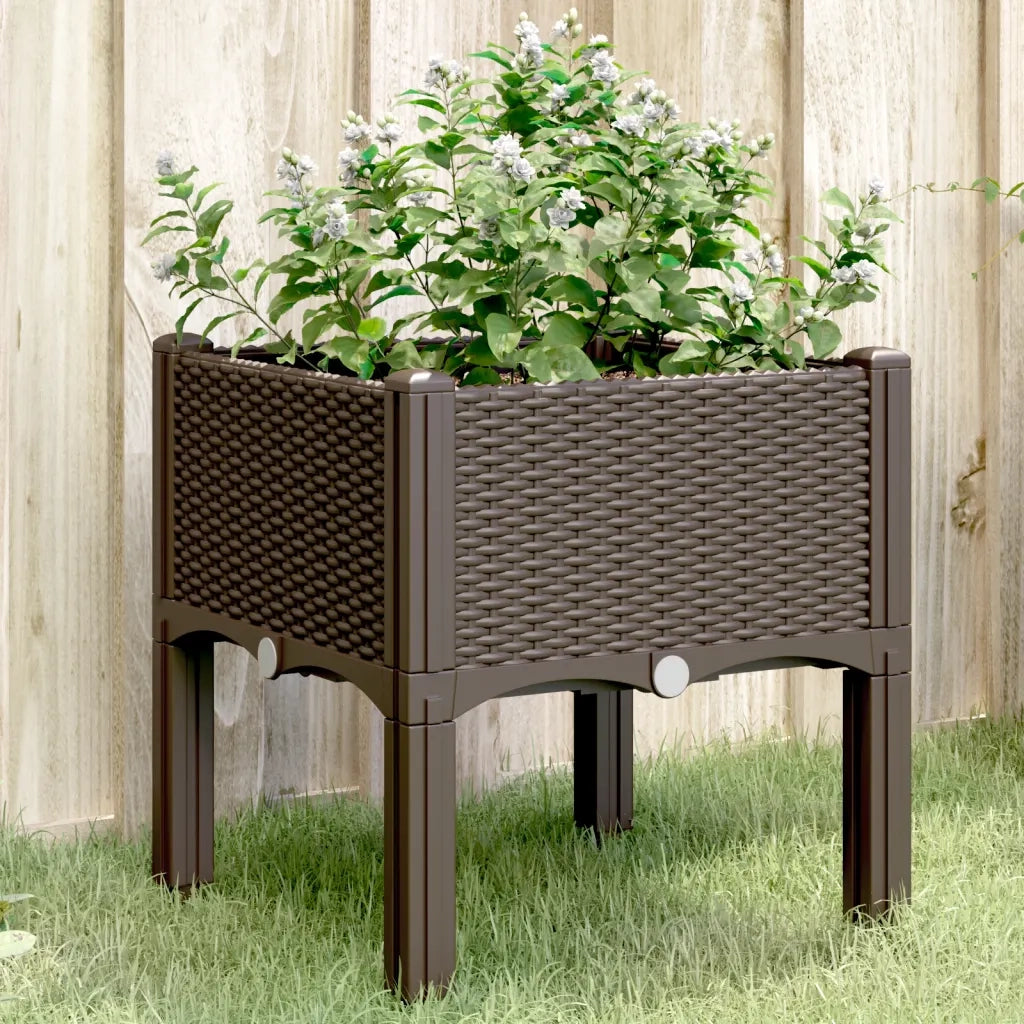 Fioriera da Giardino con Gambe Marrone 40x40x42 cm in PP 367890