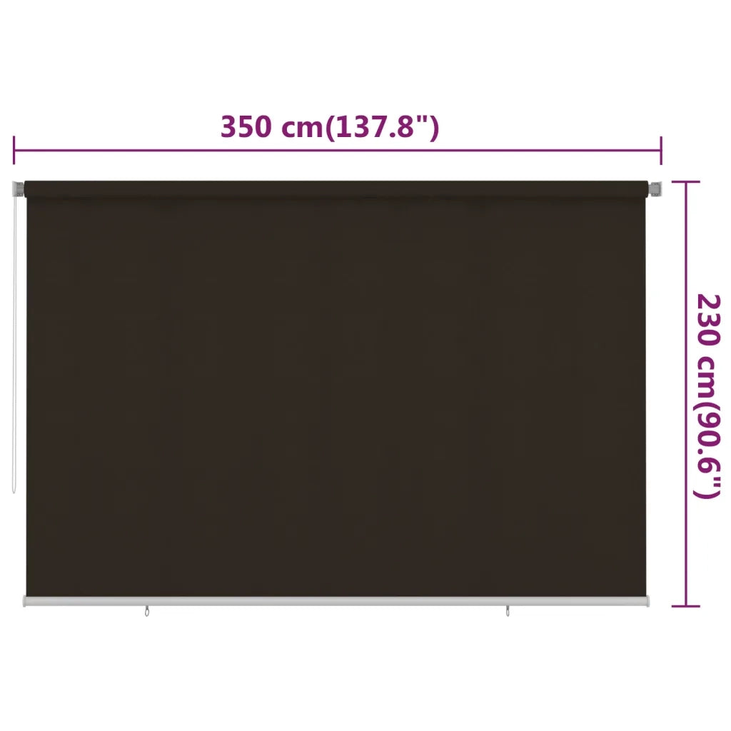 vidaXL Tenda a Rullo per Esterni 350x230 cm Marrone HDPE