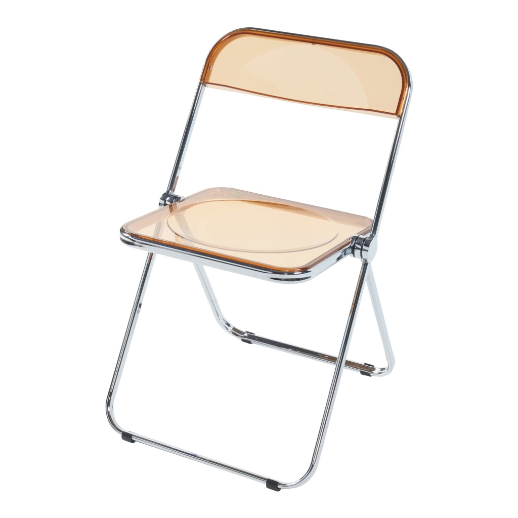 Set di 2 sedie pieghevoli da esterno per giardino campeggio e terrazza 74 x 46 x 47 cm arancione trasparente 03_0009645