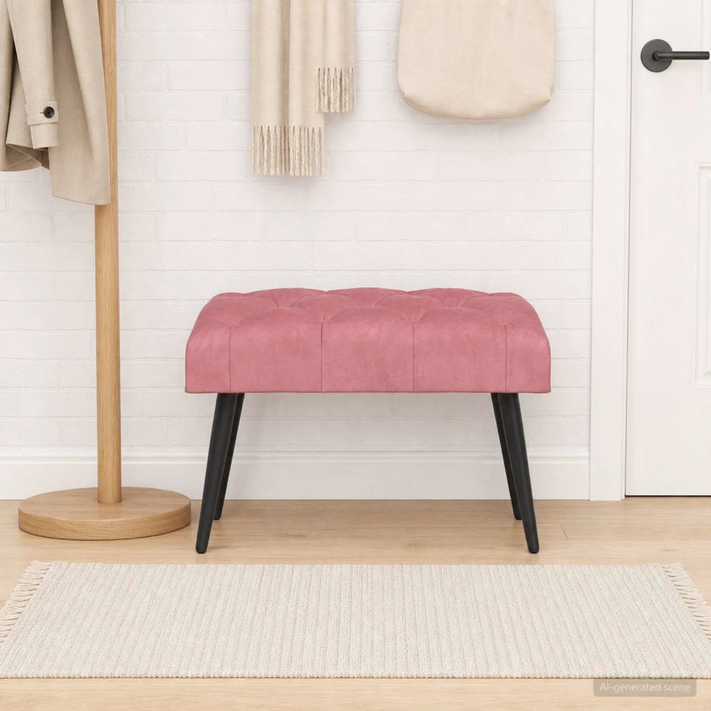 Panchina con bottoni imbottiti Rosa 60 x 40 x 45 cm Velluto 42038547