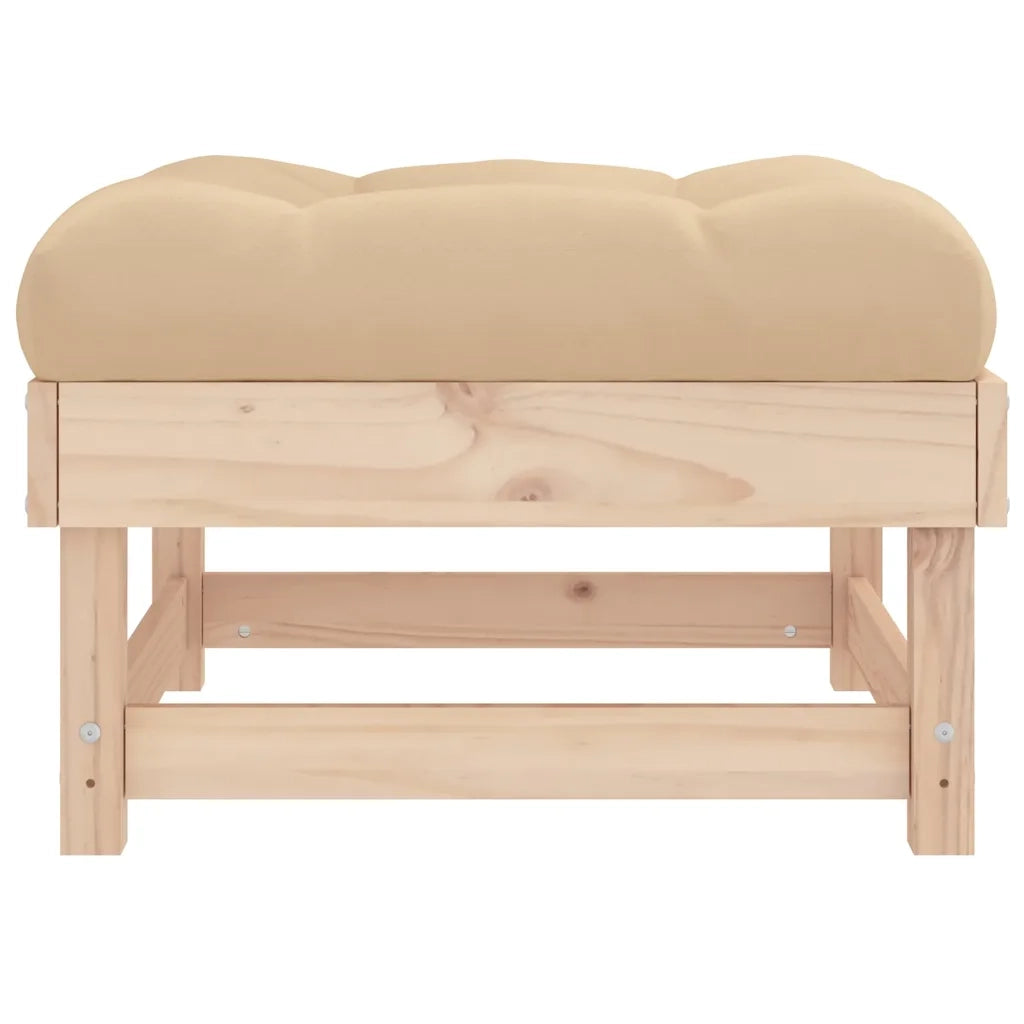 Poggiapiedi da Giardino con Cuscino in Legno Massello di Pino CFW5951663