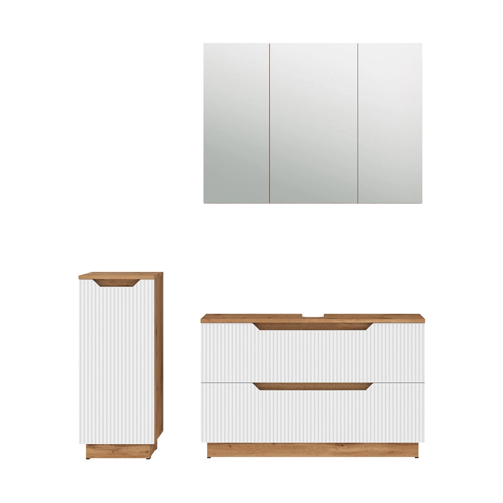 Vicco Set di mobili da bagno Rovere/bianco a strisce 3 parti