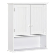 Pensile Mobile Bagno Sospeso con Armadietto a 2 Ante e Ripiano Aperto 60x20x70,5 cm in MDF Bianco