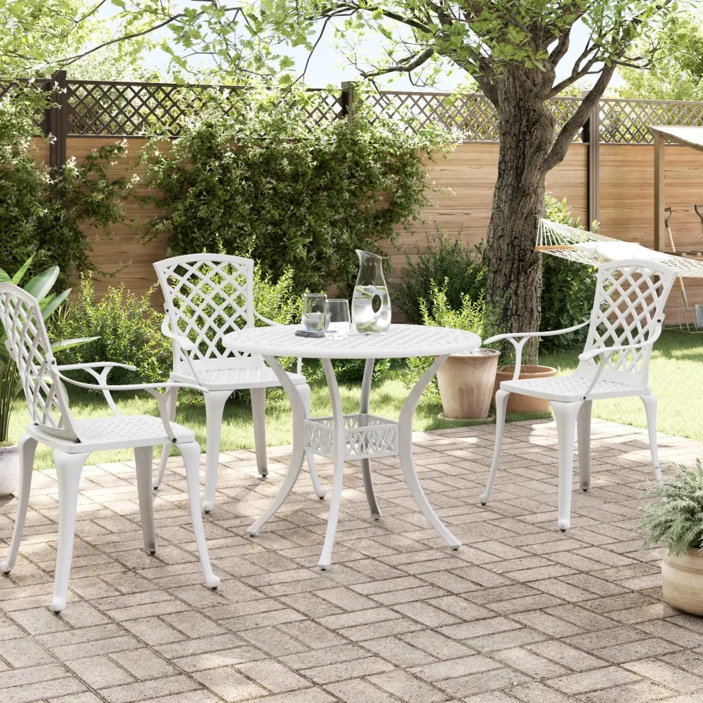 Tavolo da Giardino Bianco Ã˜90x75 cm in Alluminio Pressofuso