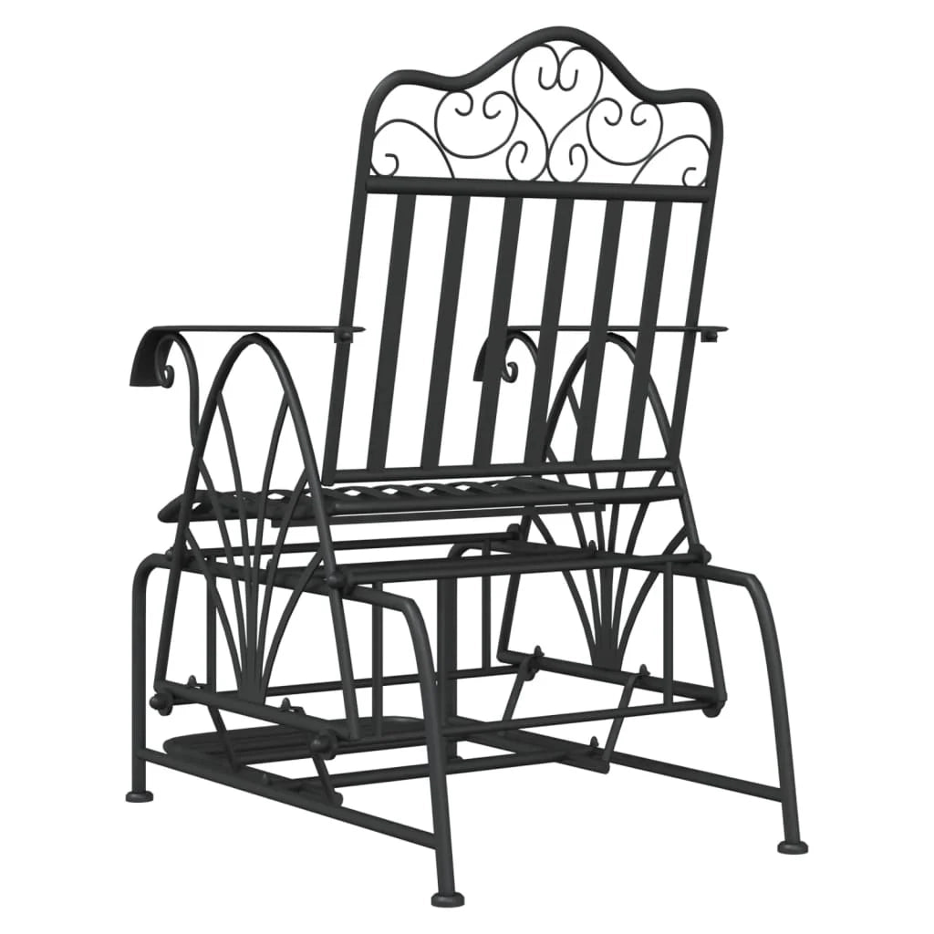 Panca da giardino mobili da esterno per patio terrazza scorrevole 61 cm acciaio nero 02_0011122