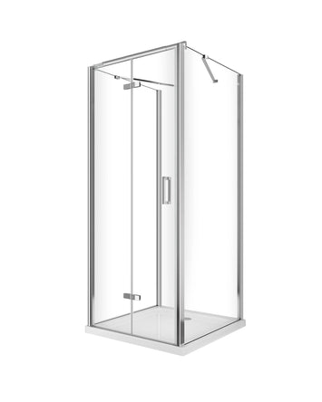 Box cabina doccia a 3 lati con apertura a libro pieghevole a pacchetto H.190 cromo trasparente anticalcare misure 72,5-75 fisse + Porta 68,8