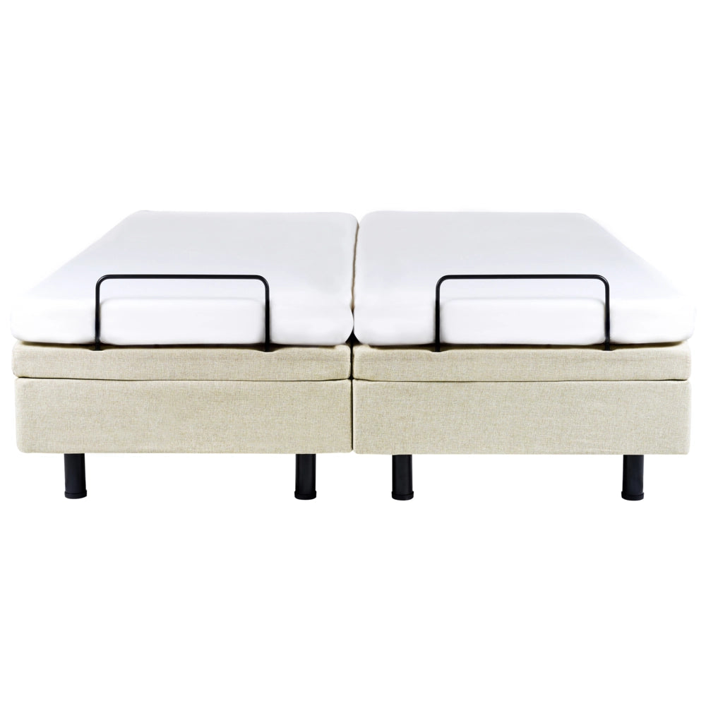 Letto elettrico matrimoniale tessuto beige regolabile con telecomando senza testiera 160x200 cm stile moderno
