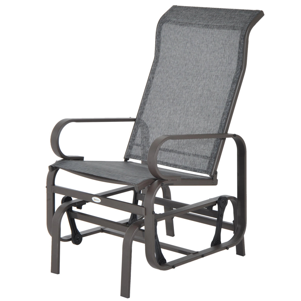 Sedia a dondolo da giardino in metallo ¨C zephmum ¨C grigio+beige 60x78x105 cm