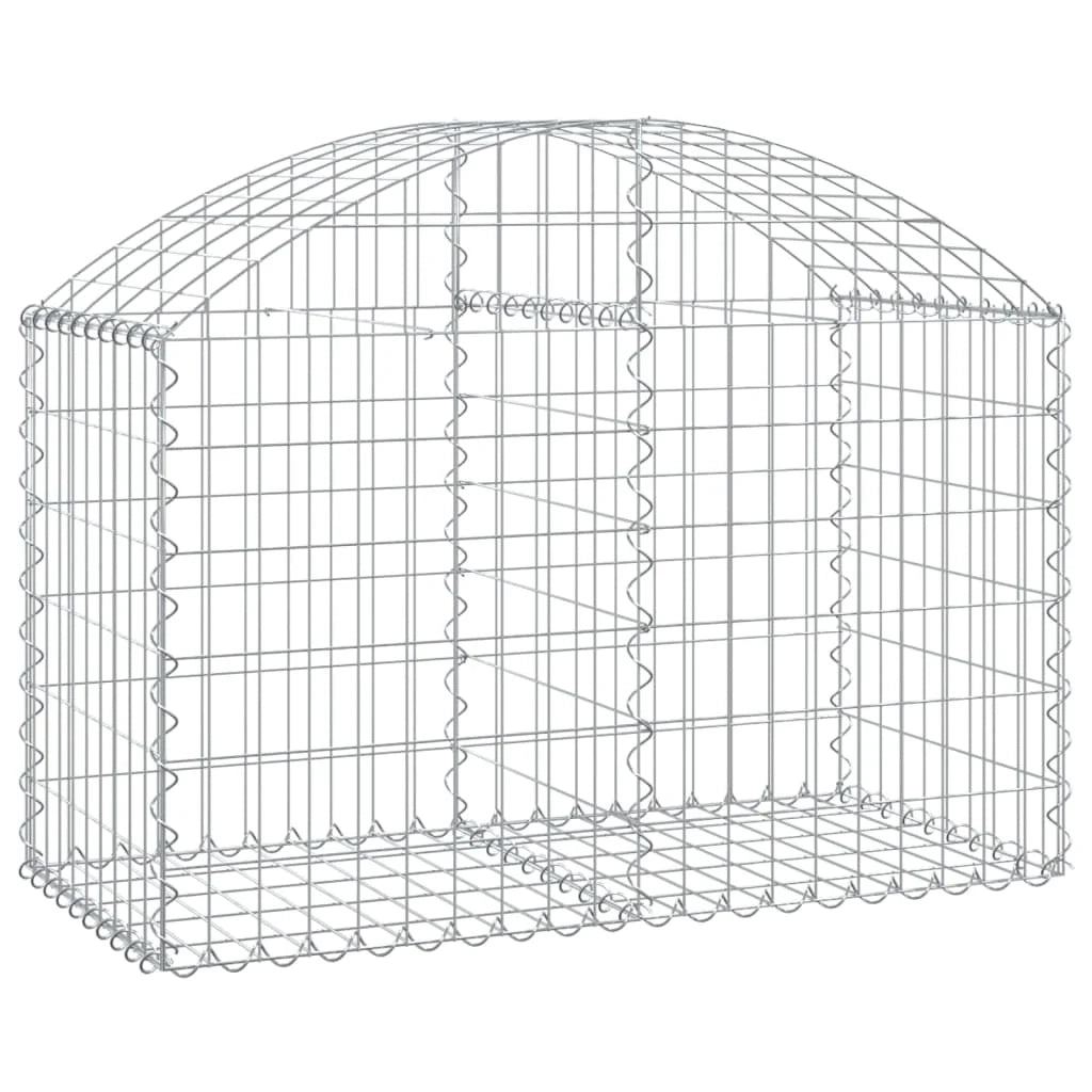 Cesto gabbione recinzione a gabbia muro di contenimento ad arco 100 x 50 x 60/80 cm ferro zincato argento 02_0039968