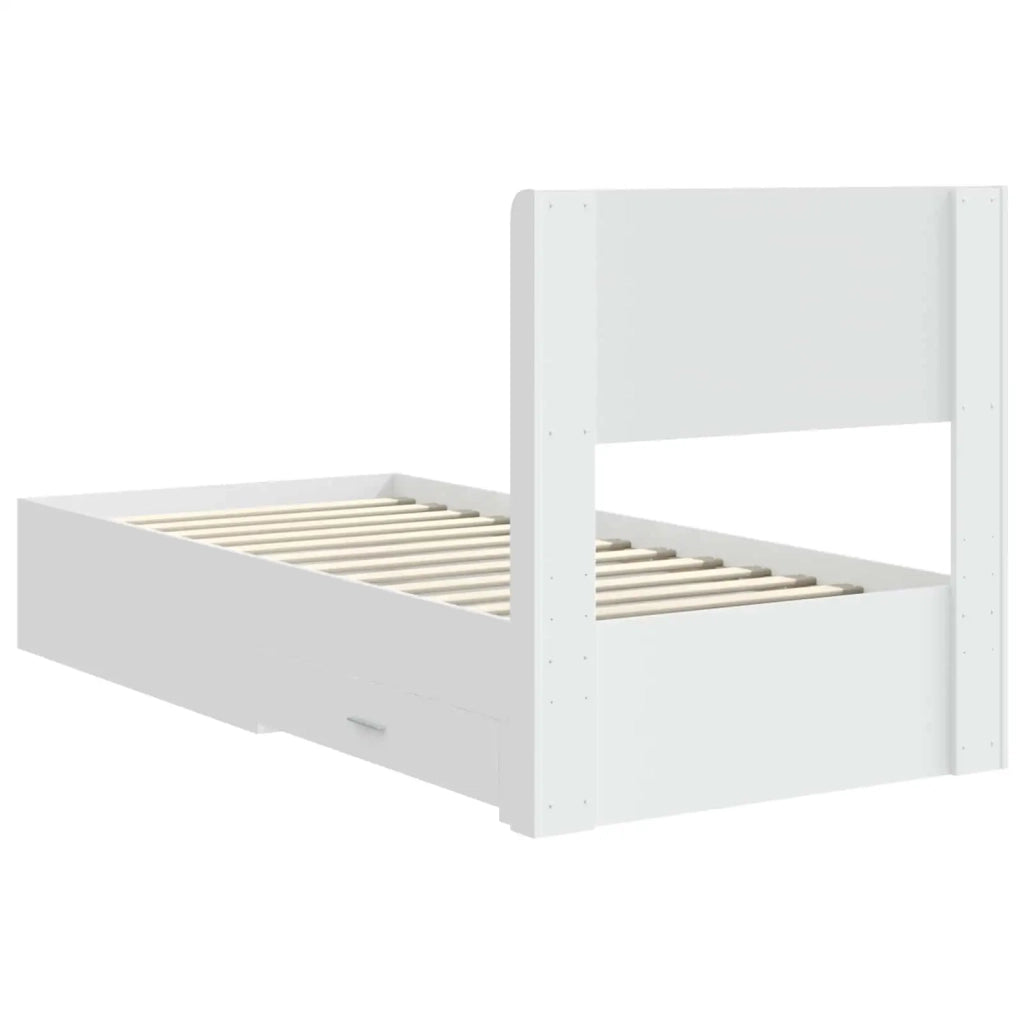Struttura del letto con stoccaggio e testata Bianco 90 x 190 cm 3414515