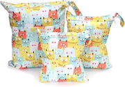 Set di 4 Tasche Idrorepellenti per Bambini, per Scuola Materna, per Viaggio, per Lavaggio, con Cinturino di Indicazione