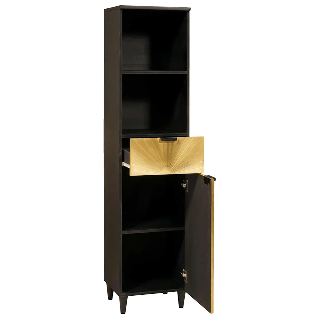 vidaXL Mobile da Bagno con cassetto Nero e Oro 38 x 33 x 160 cm