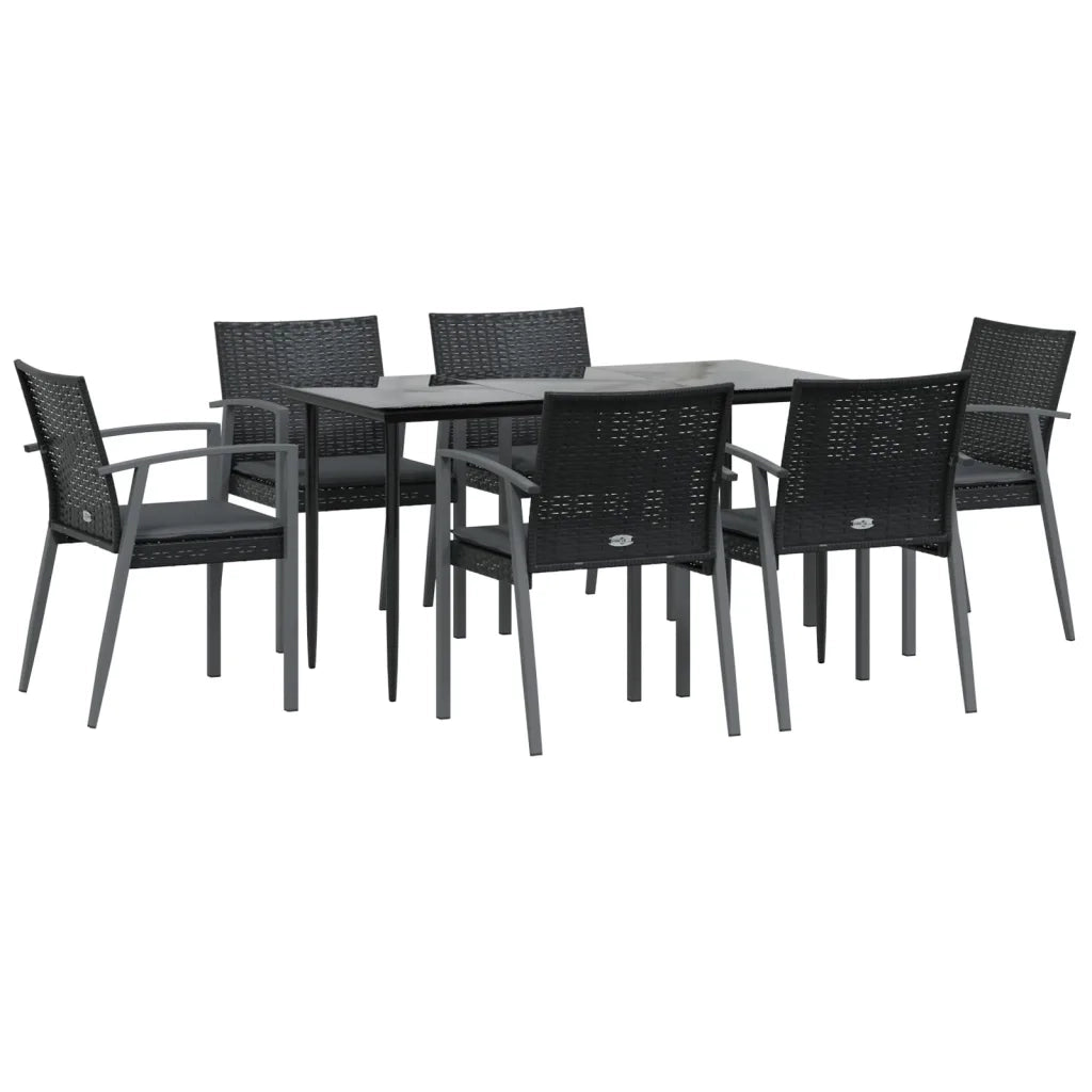 Set Pranzo da Giardino 7 pz con Cuscini in Polyrattan e Acciaio 3186976