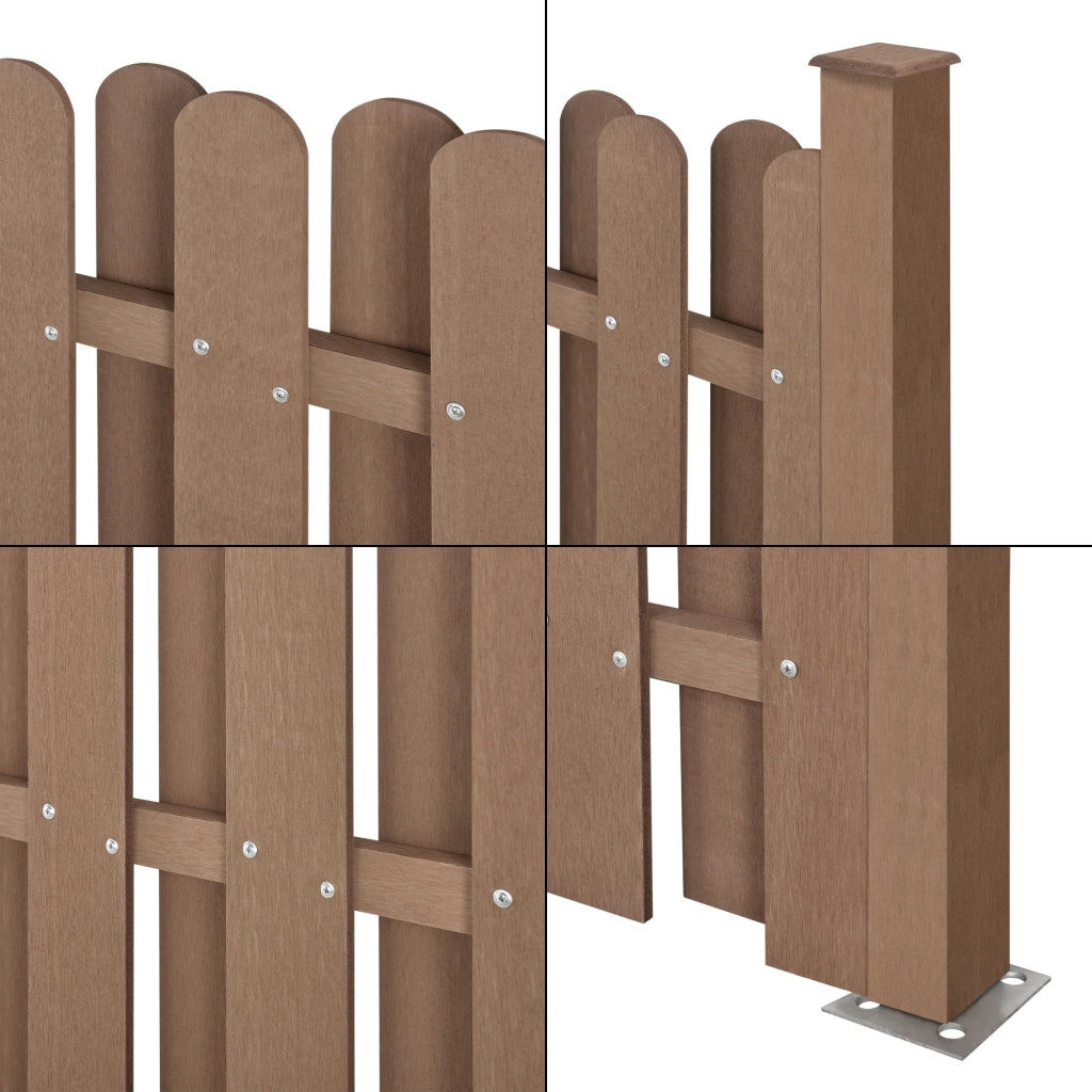 Set di 5 pannelli frangivento/schermo per la privacy in legno composito (WPC) marrone 185 x 932 cm 03_0006590