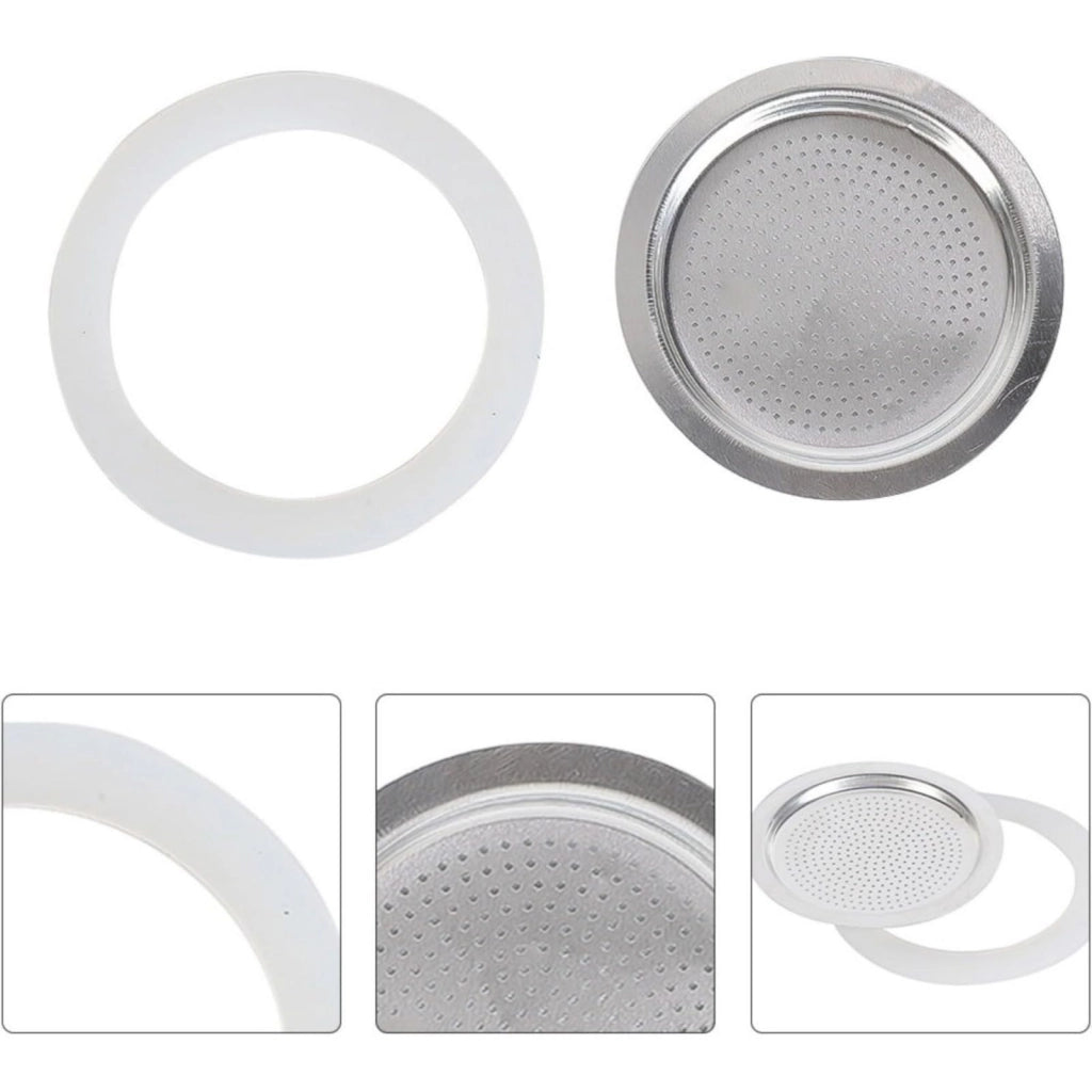 3 Tazze Guarnizione e Filtro Caffettiera Universale per Moka  (3 tazze) 53326
