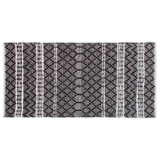 Tappeto tappetino Nero con Beige 80 x 150 cm Moderno Contemporaneo Telato a Mano in Vera Pelle Cotone Motivo Chevron